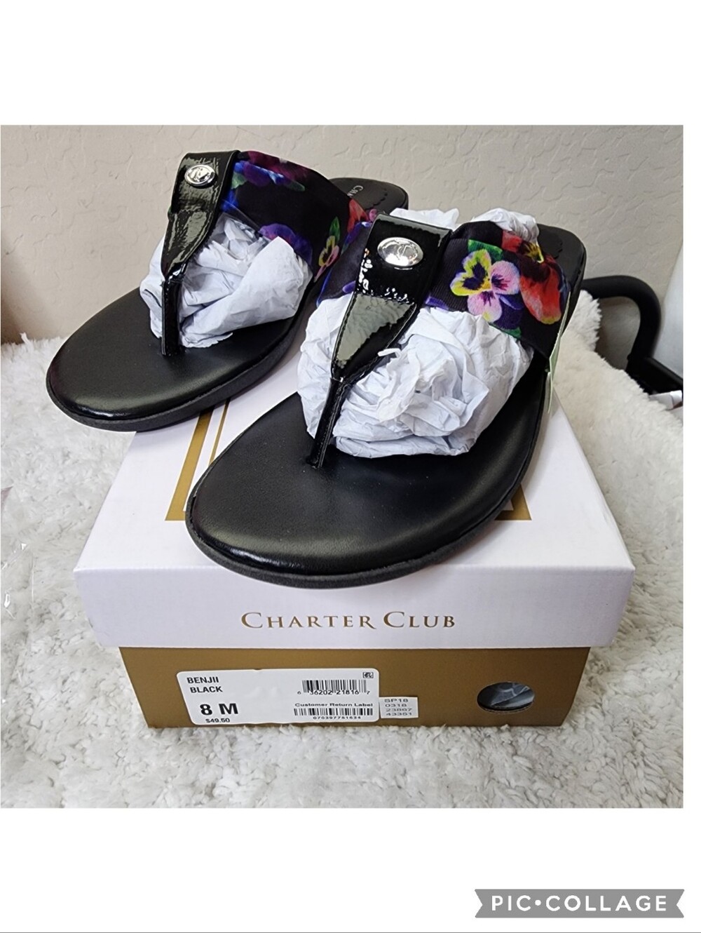 Charter Club Benjii sandals fabric cushioned flip flops sz 8m - Picture 13 of 15